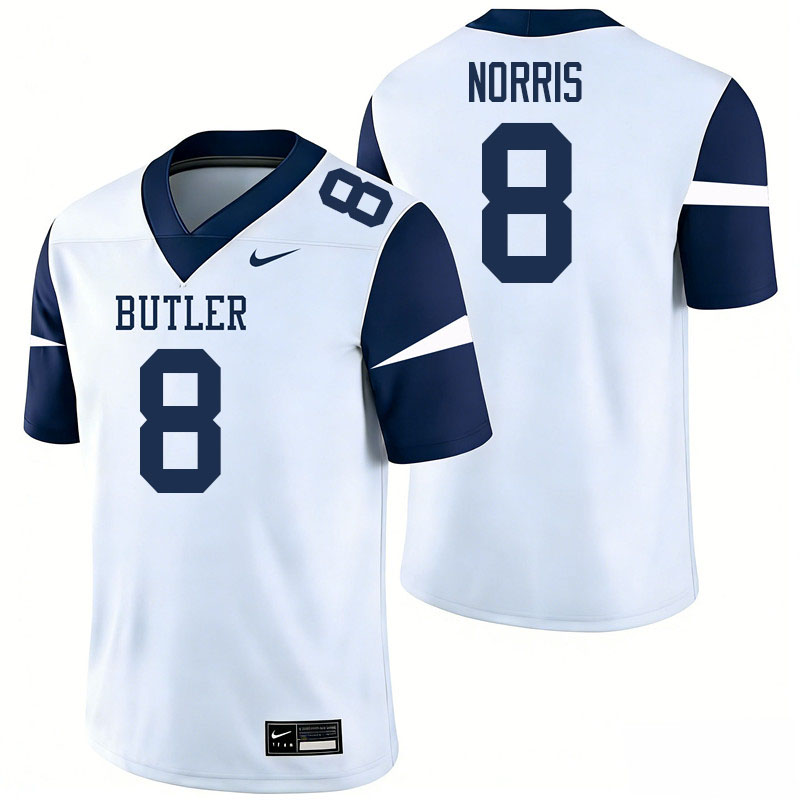 Butler Bulldogs #8 Jayden Norris College Football Jerseys,Uniforms-White